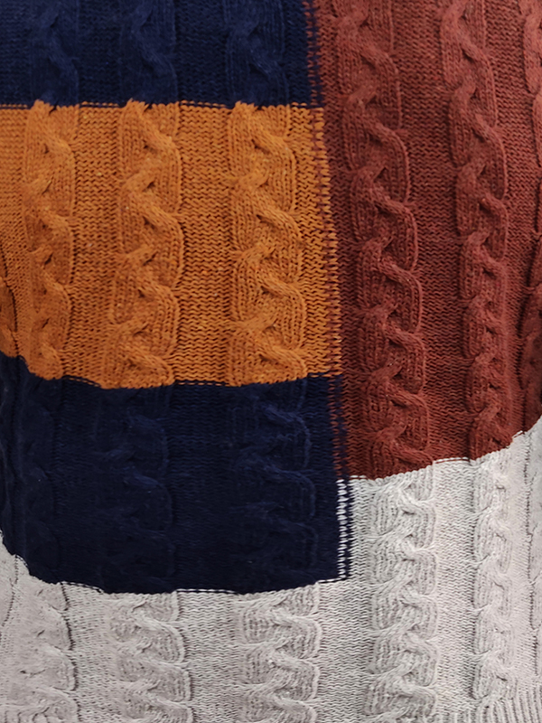 Unregelmäßiger Farbblock-Spleißpullover für Herren mit V-Ausschnitt