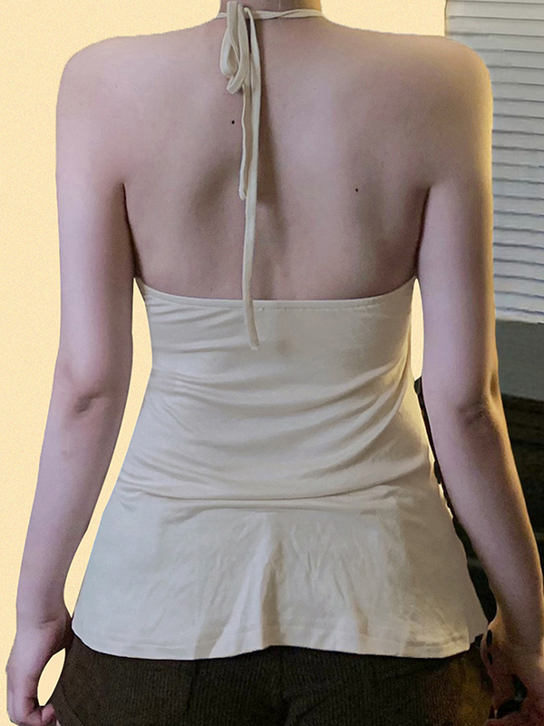 Neckholder-Top im Retro-Stil mit Perlen