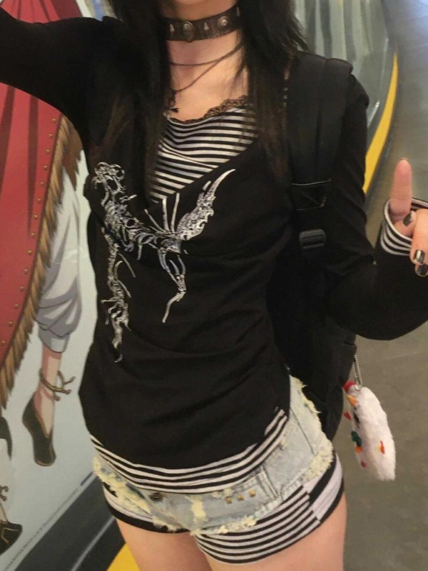 Zweiteiliger Langarm-Imitat-Schmetterlingsdruck