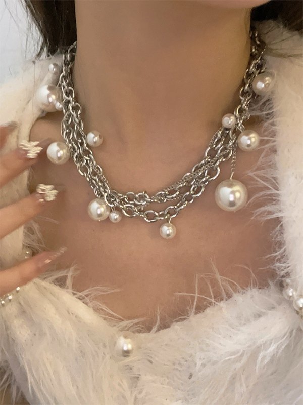 Chunky Kette Kunstperlen-Anhänger-Halskette