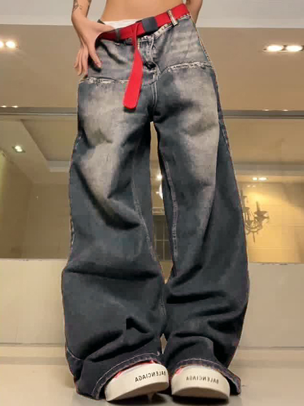 Vintage ausgewaschene Boyfriend-Jeans im Used-Look