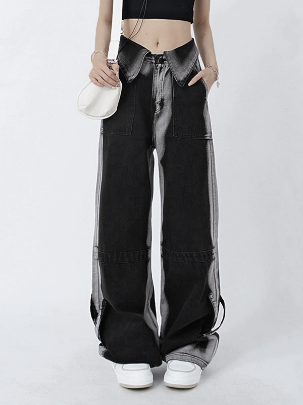 Boyfriend-Jeans mit gedrehter Taille in Vintage-Waschung