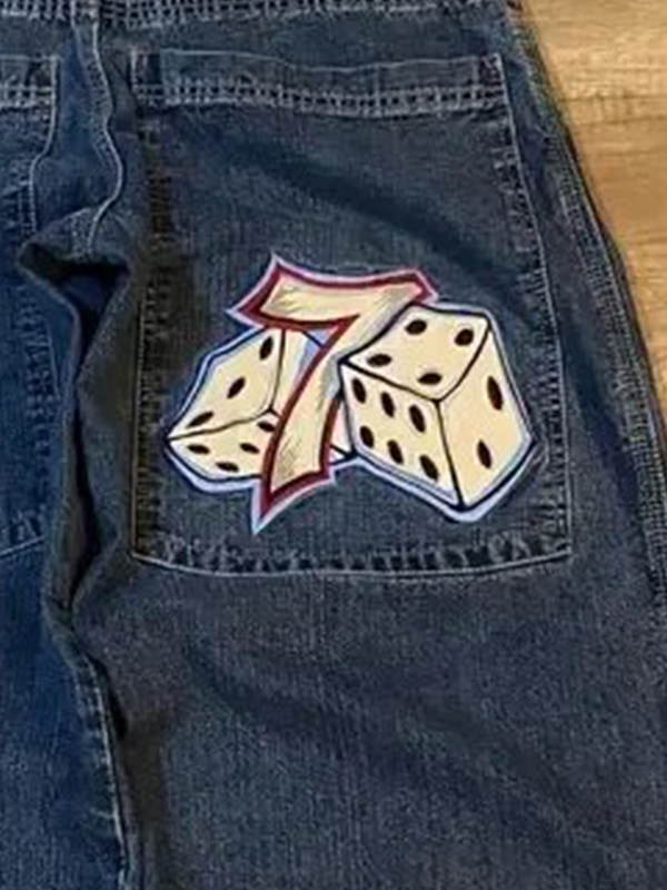 Retro-Stickerei Hip Hop Street Boyfriendjeans