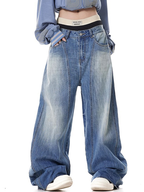 Boyfriendjeans im Retro-Look mit Blitzmuster und Dekonstruktion