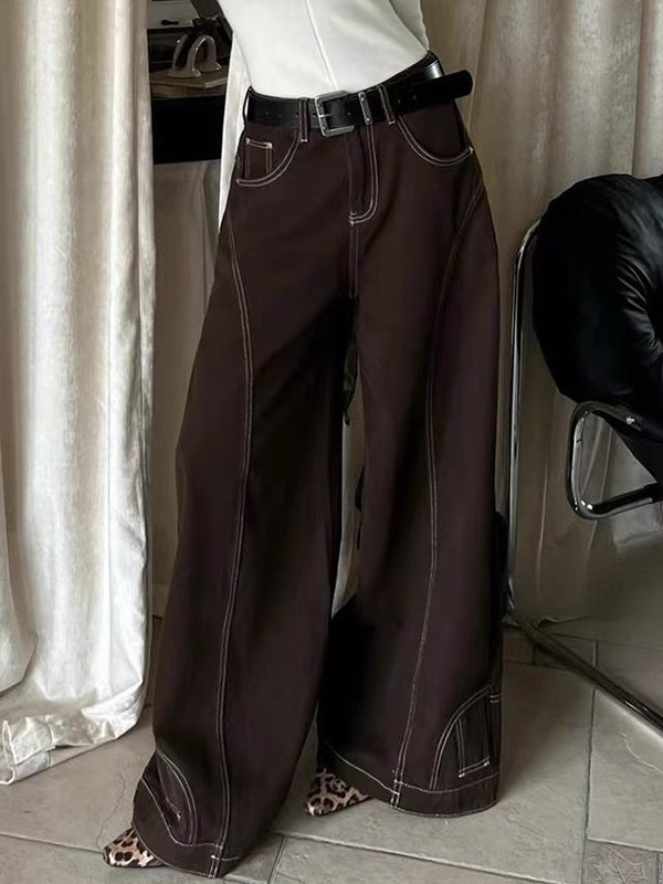 Vintage Braune Boyfriendjeans mit weitem Bein