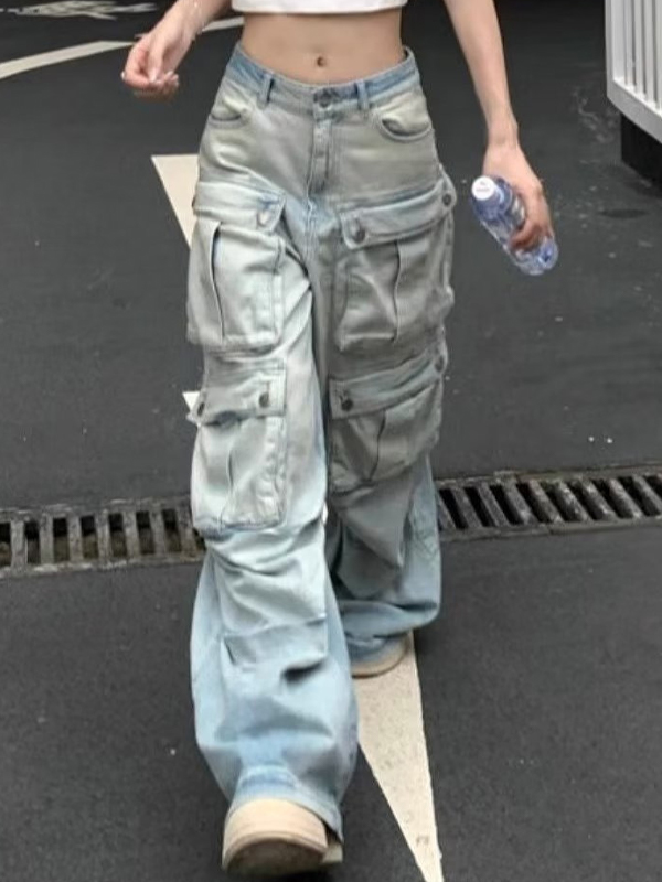 American Retro Workwear-Cargojeans mit Taschen