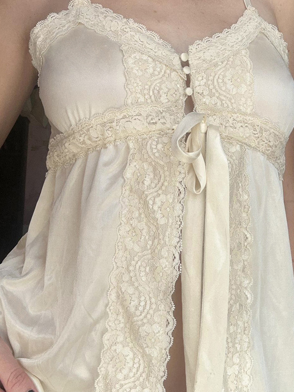 Cami Top mit Schleife und Spitze