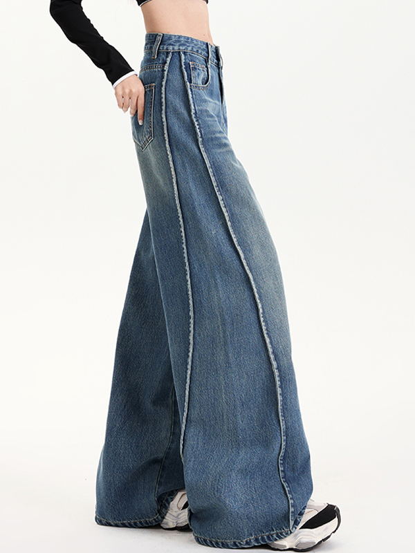 Lockere Boyfriendjeans aus Tencel mit weitem Bein