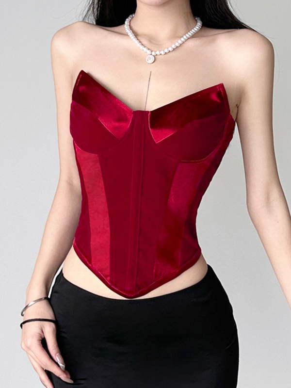 Bandeau-Top aus Vintage-Patchwork-Samt