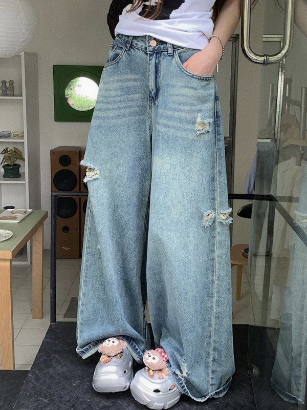 Lockere zerrissene Street-Hip-Hop-Jeans