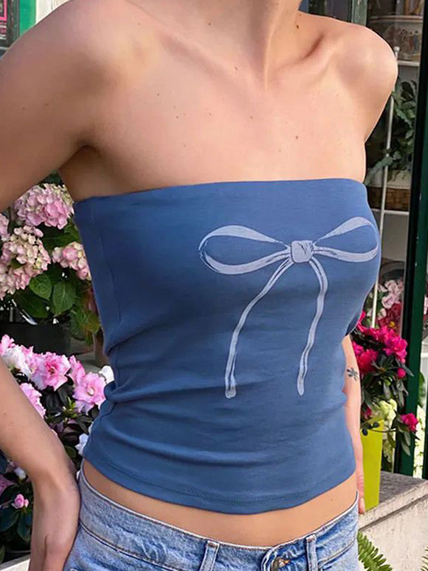 Bandeau-Top mit Schleifen-Print