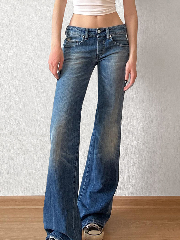 Basic verwaschene, gealterte Boyfriendjeans