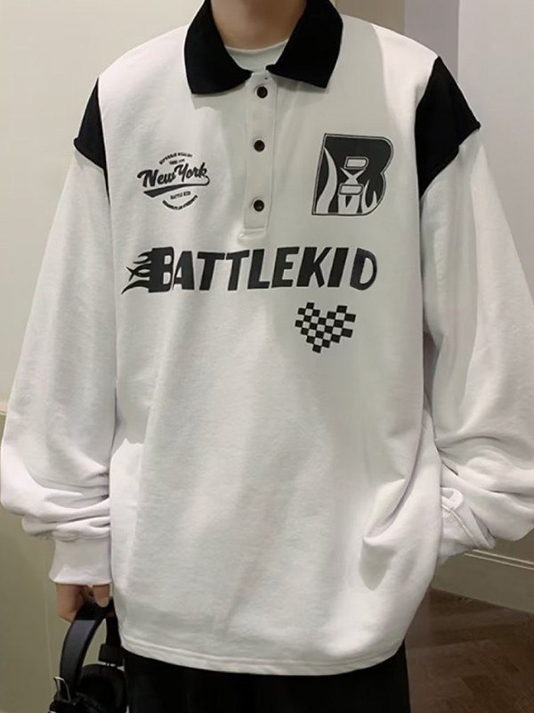 Patchwork-Sweatshirt mit Racing-Grafik für Herren