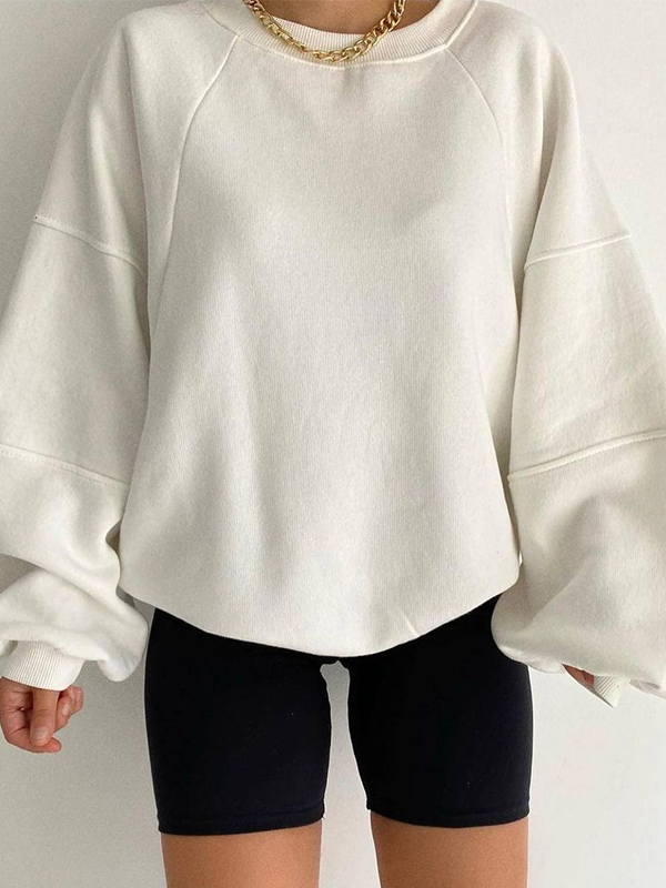 Solides Spleiß-Sweatshirt mit Rundhalsausschnitt