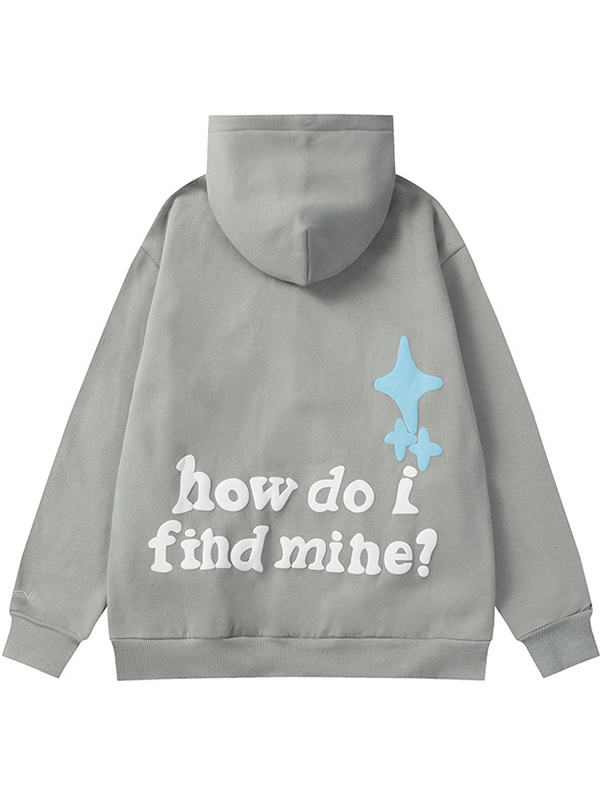 Übergroßer Langarm-Kapuzenpullover mit Totenkopf-Print für Herren