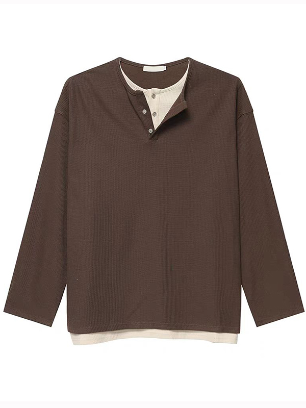 Einfarbiges, übergroßes, langärmliges T-Shirt für Herren