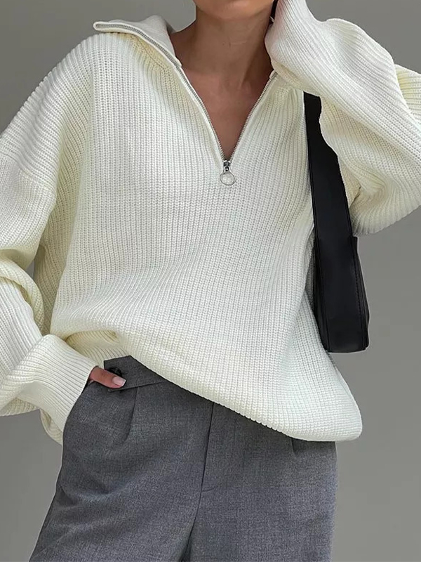Einfarbige Pullover mit Reißverschluss