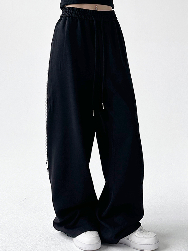 Hose mit weitem Bein und Patchwork-Spitzenbesatz