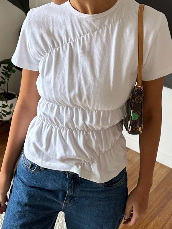 Gerafftes Kurzarm-T-Shirt