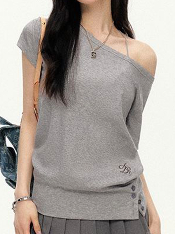 Kurzarm-T-Shirt mit One-Shoulder-T-Shirt