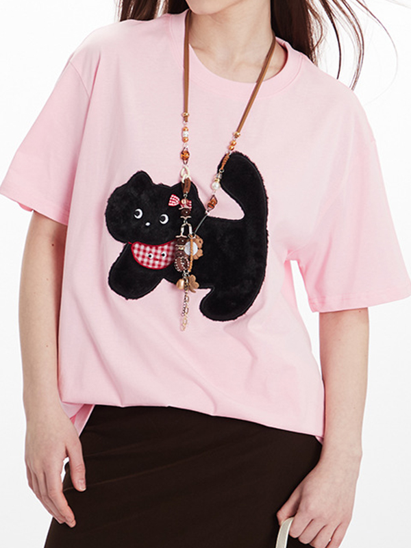 Oversize-Kurzarm-T-Shirt mit Monogramm