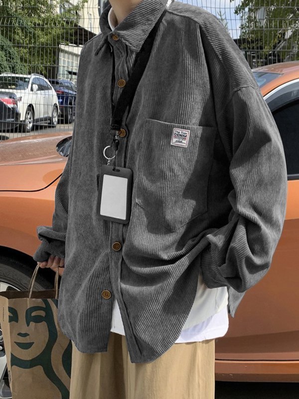 Lockeres Button-Down-Hemd aus Cord für Herren