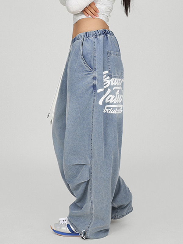 Bedruckte Hip Hop Retro Baggy Jeans