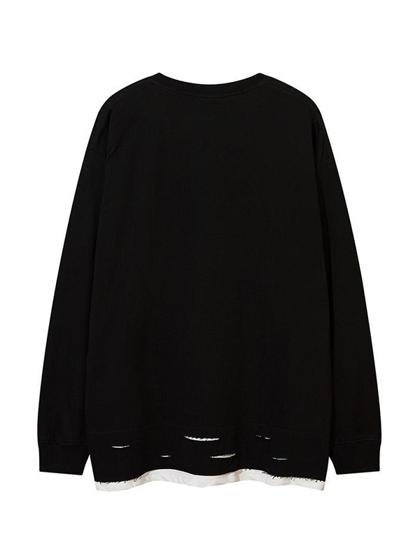 Sweatshirt mit Strasssteinen und Kreuzlöchern