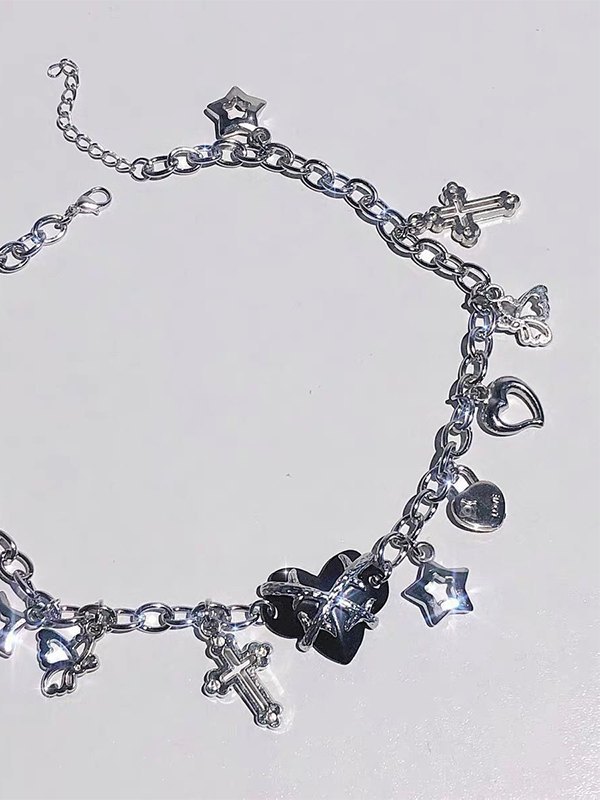 Punk Brombeer-Herz-Halskette