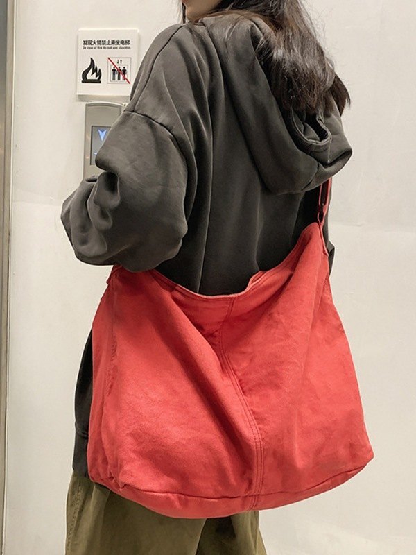 Gewaschene große Canvas-Umhängetasche