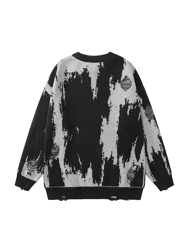 Herren-Jacquard-Distressed-Pullover
