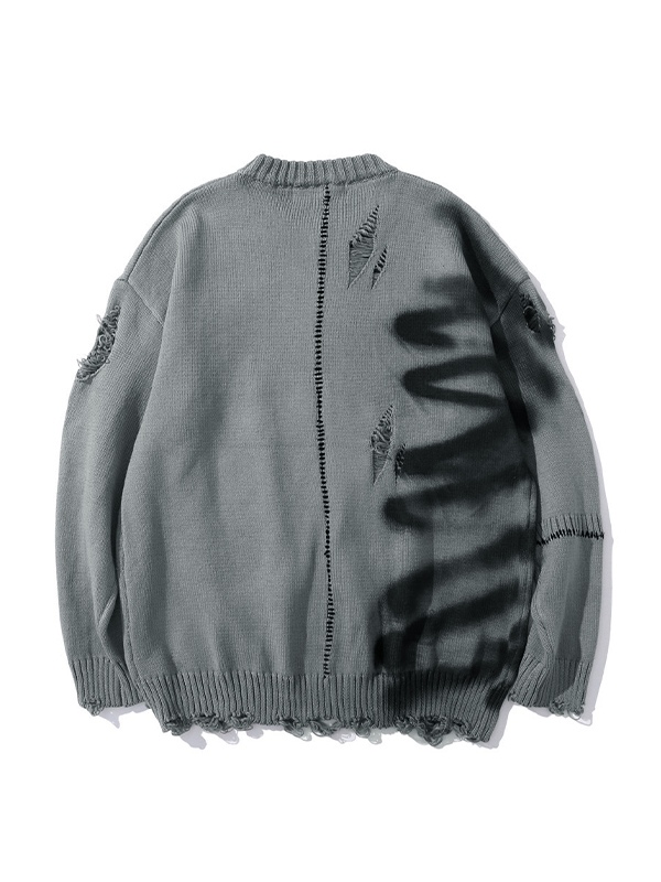 Graffiti-Distressed-Pullover für Herren