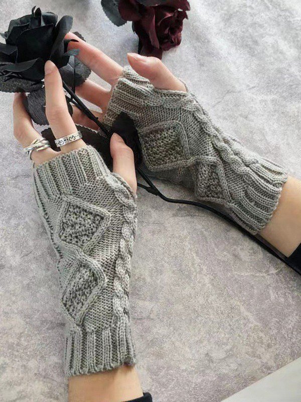 Daumenloch-Zopfmuster-Handwärmer-Handschuhe
