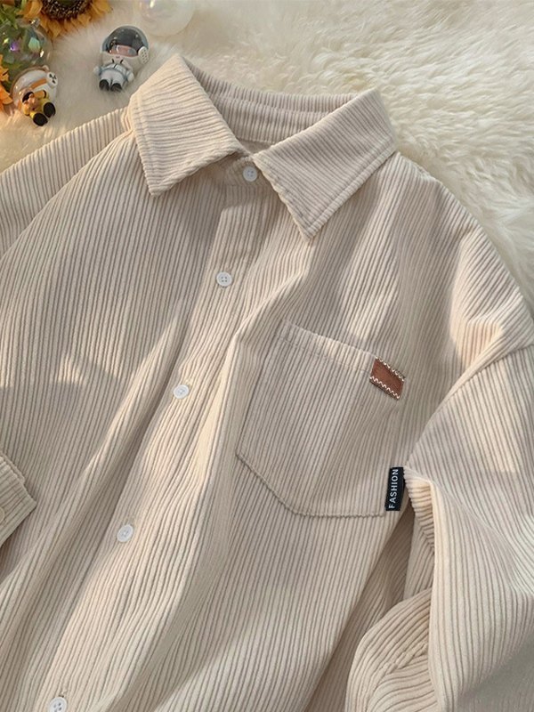 Herren Vintage Cord Langarmhemd
