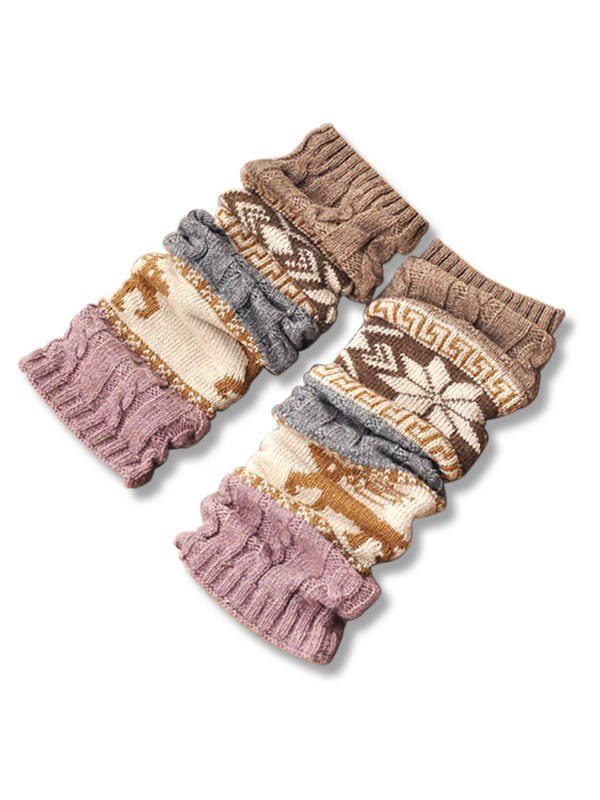 Weihnachtlicher Jacquard-Strickbeinwärmer