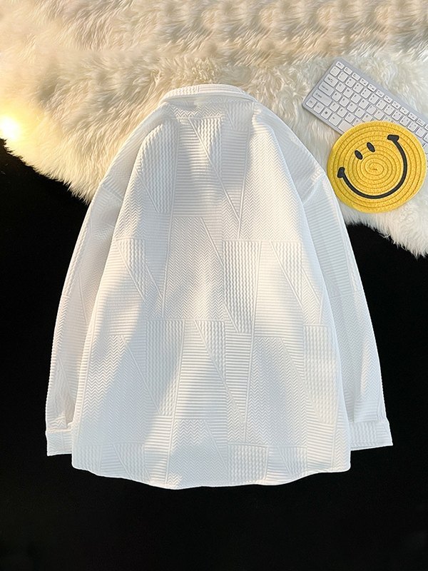 Herren-Jacquard-Button-Down-Langarmhemd