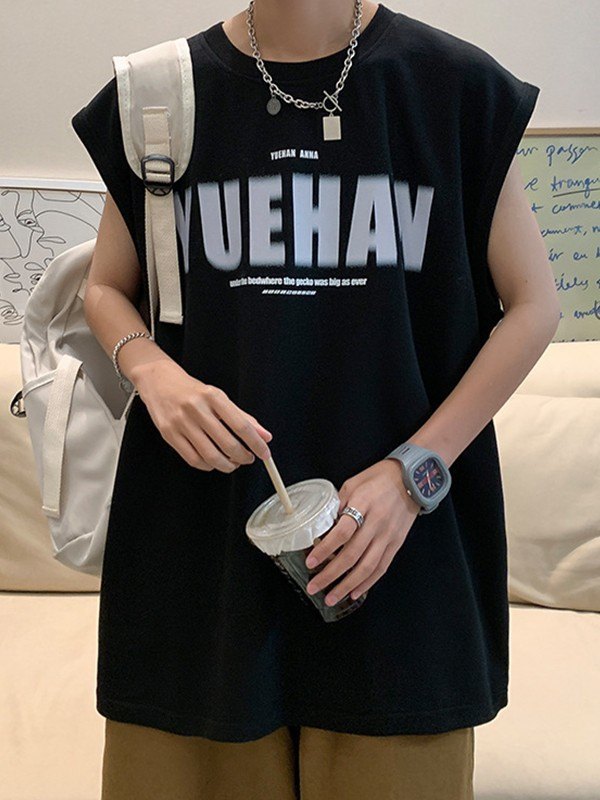 Weste mit schwarzer Buchstabengrafik für Herren