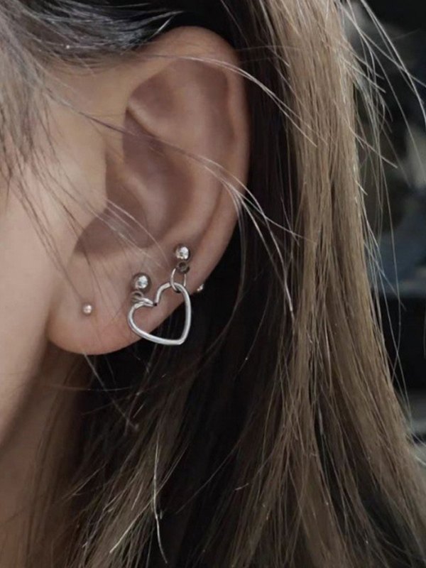 1pc Silber Herz Charm Ohrringe