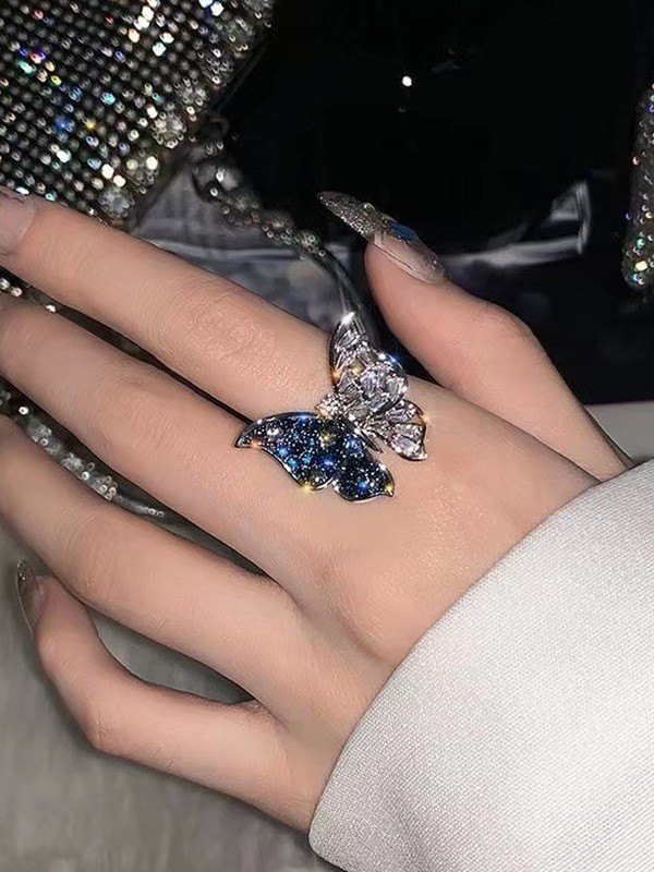 Strass-Schmetterlings-Anhänger-Ring