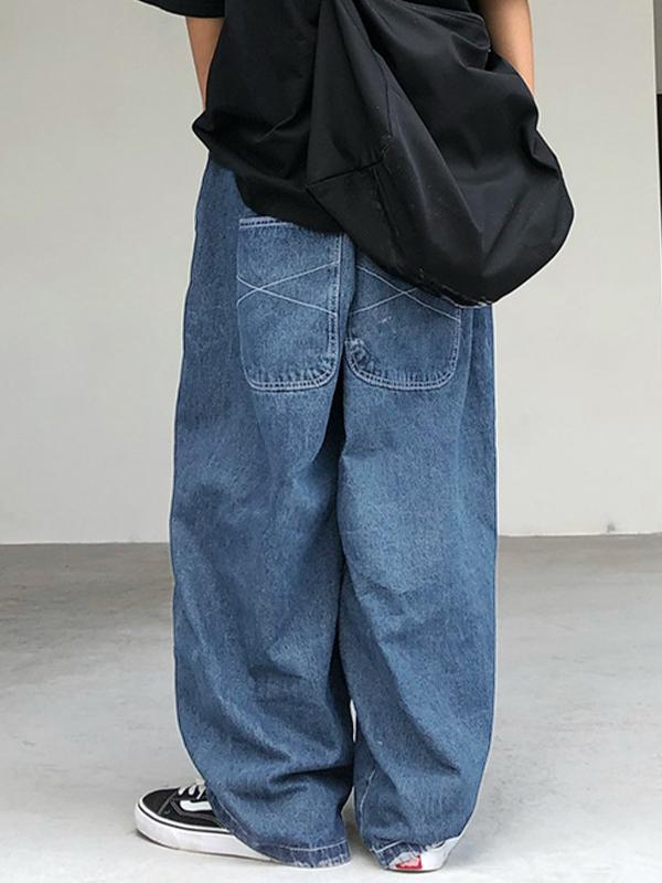 Lockere, lässige Jeans für Herren mit Totenkopf-Print