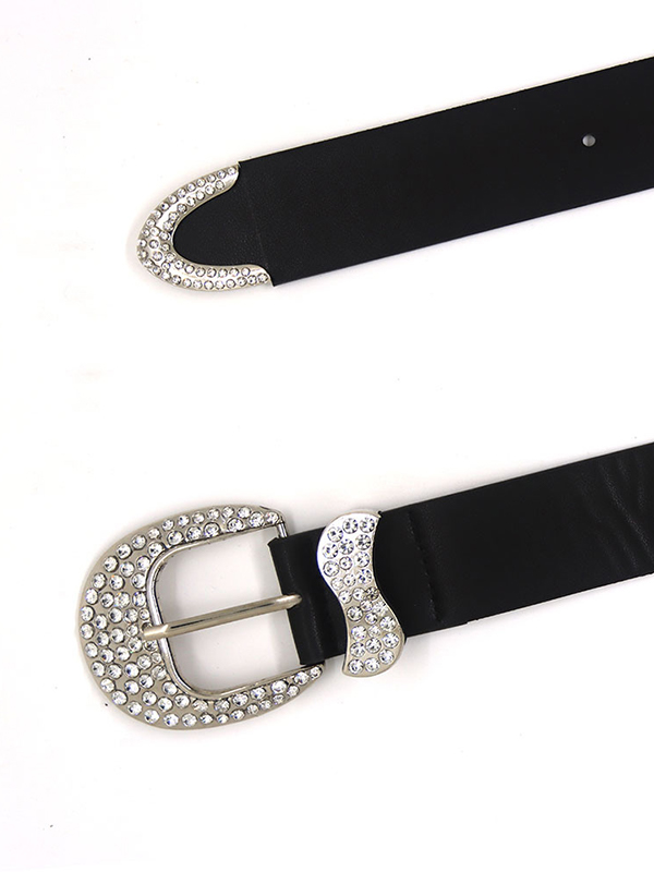 Vintage Strass personalisierter schwarzer Gürtel